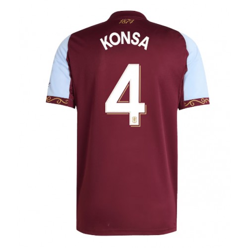 Lacne Muži Futbalové dres Aston Villa Ezri Konsa #4 2025-26 Krátky Rukáv - Domáci Lacne Muži Futbalové dres Aston Villa Ezri Konsa #4 2025-26 Krátky Rukáv - Domáci